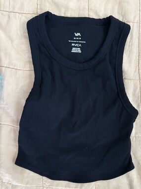 RVCA Black Ribbed Cropped Tank